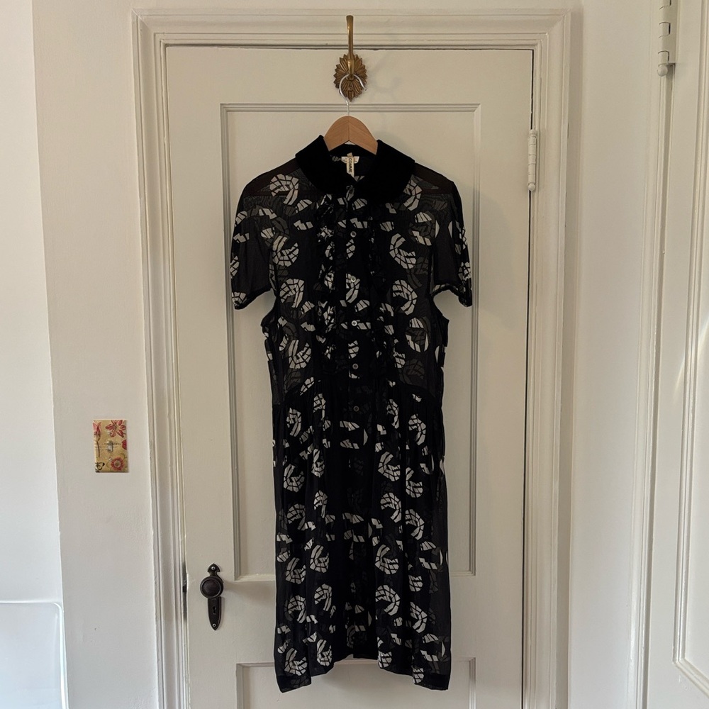 Comme des Garçons Small Black and White Abstract Print Dress